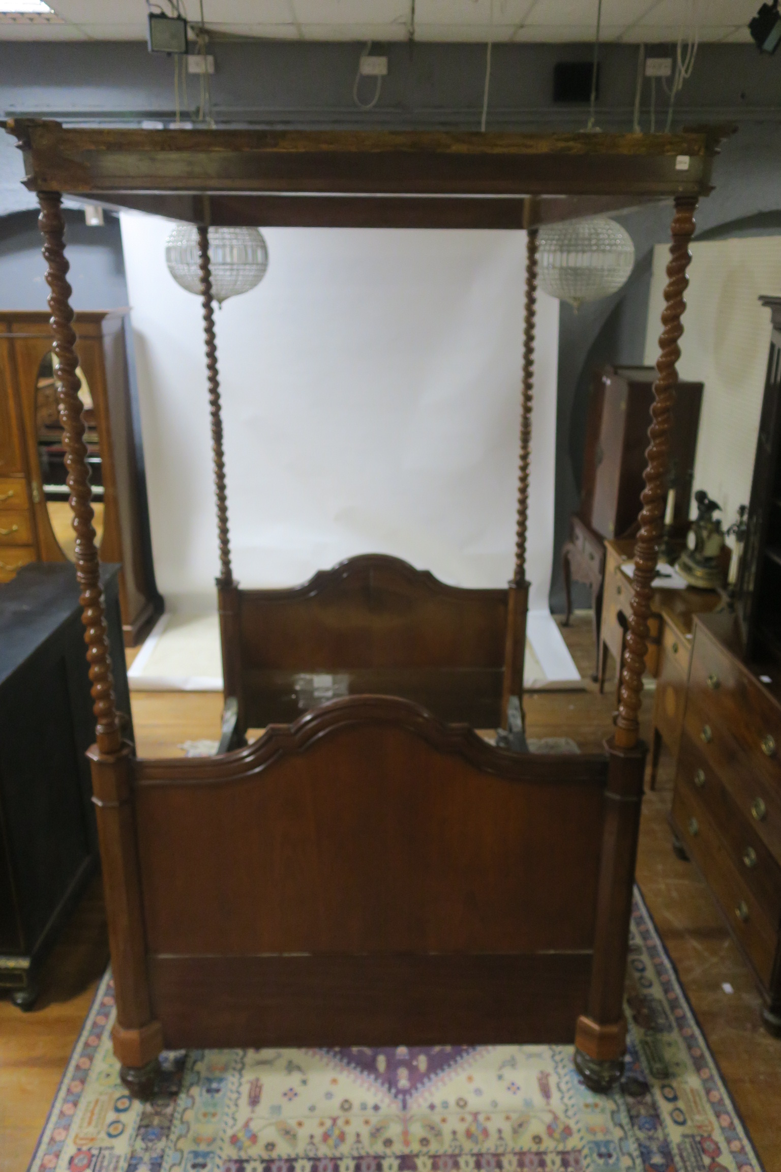 A VICTORIAN MAHOGANY FOUR POSTER BED,