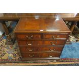 A GEORGIAN STYLE MAHOGANY AND SATINWOOD BANDED CHEST OF DRAWERS,