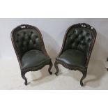 A SET OF SIX VICTORIAN DESIGN MAHOGANY AND UPHOLSTERED TUB SHAPED CHAIRS,