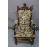 A 19th CENTURY ROSEWOOD CEREMONIAL CHAIR,