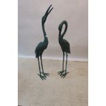 A PAIR OF BRONZE CRANES,