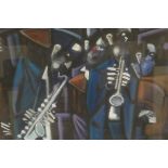 GEORGE DUNNE Musicians Oil on canvas Signed lower right 38cm (h) x 44cm (w)