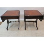 A PAIR OF REGENCY DESIGN MAHOGANY END TABLES,