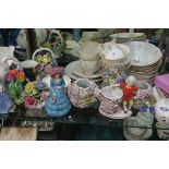 A COLLECTION OF CHINA, to include flower encrusted vases, part teaset, Ainsley vase, etc.