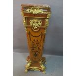 A CONTINENTAL KINGWOOD MARQUETRY AND GILT BRASS MOUNTED PEDESTAL,