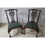 A SET OF SIX GEORGIAN STYLE DINING ROOM CHAIRS,