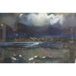 GEORGE DUNNE Mountain and Seashore Moonlight Oil on canvas Signed lower left 38cm (h) x 44cm (w)