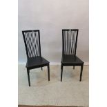 A SET OF EIGHT BLACK LACQUERED CALLIGARIS DINING CHAIRS,