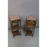 A GOOD PAIR OF 19th CENTURY FRENCH MAHOGANY AND GILT BRASS MOUNTED PEDESTALS,