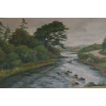 JOHN MACLEOD Riverscape Oil on canvas Signed lower right 29cm (h) x 59cm (w)