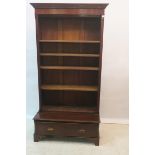 A MAHOGANY OPEN FRONT BOOKCASE,