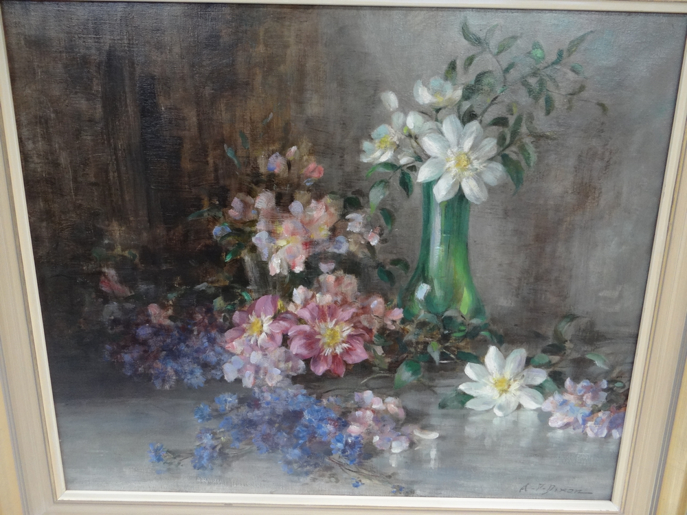 A P Dixon, Still Life Flowers, Oil on canvas, Signed, 22 x 26 ins..