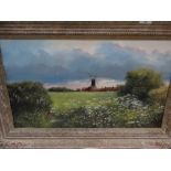 Clive Madgwick, Great Bircham Mill, Norfolk, Oil on canvas, Signed, 14 x 24 ins..