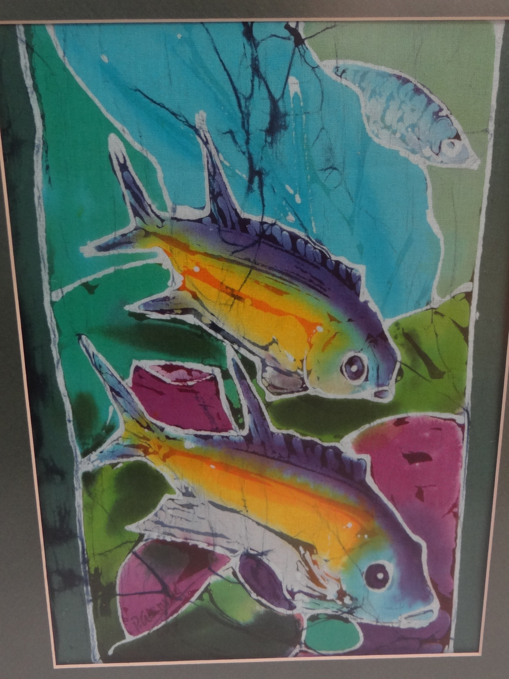 Henderson Reece, Fish, Batik, Signed, 14 x 10.5 ins..