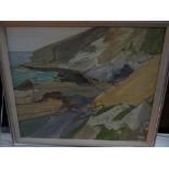 Ian Simpson, Landscape Tregardock, Oil on board, Signed, 20 x 24 ins..