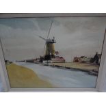 Eric Spencer, Windmill on a river after Rowland Hilda, Watercolour, 14 x 22 ins..