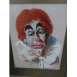 T E Rose, The Clown, Coloured chalks, Signed, 28 x 22 ins..