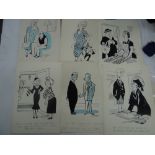 A collection of thirty plus cartoon sketches by R A Wilkin
