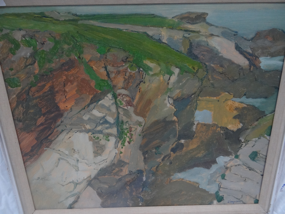 Ian Simpson, Port Gaverne, Oil on board, Signed, label verso, 20 x 24 ins..