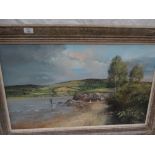 Clive Madgwick, Salmon Fishing, Loch Trummel, Oil on canvas, Signed, 18 x 30 ins..