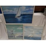 T A Eishley, Yachts, three Watercolours, largest 21 x 31 ins..