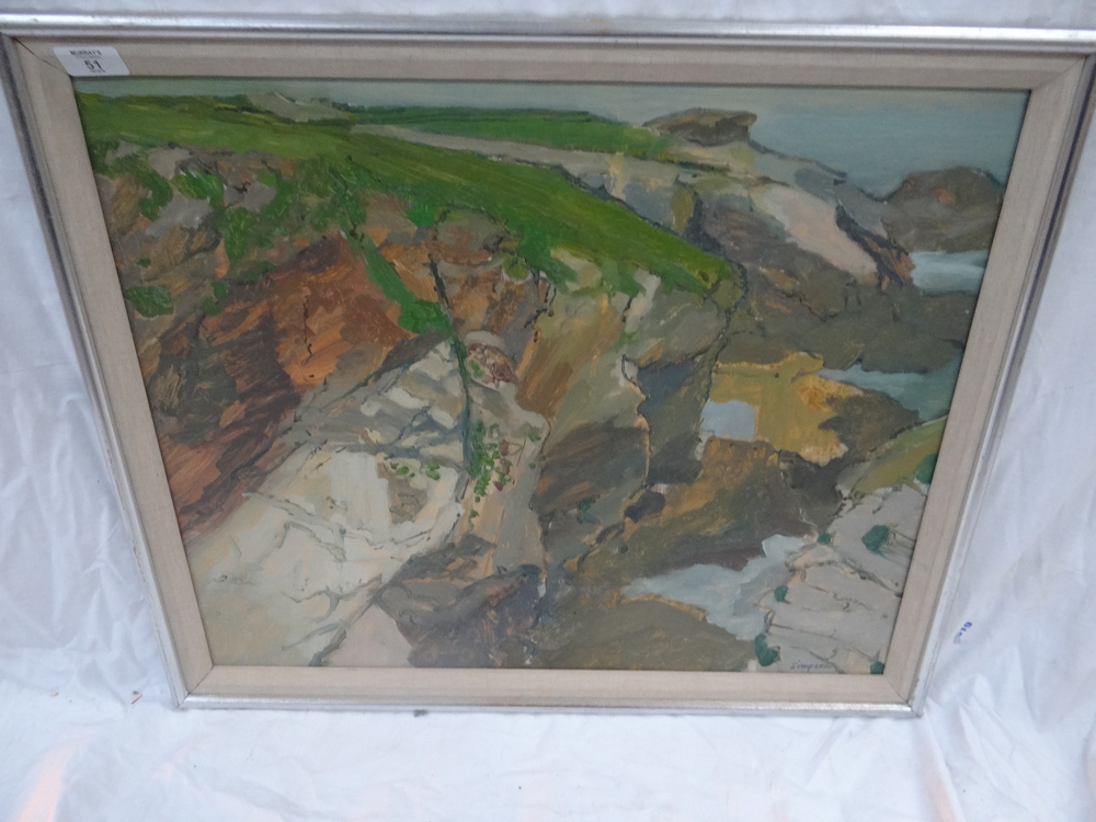 Ian Simpson, Port Gaverne, Oil on board, Signed, label verso, 20 x 24 ins.. - Image 2 of 3