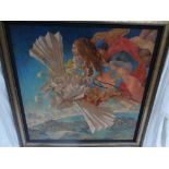 Olga Orechnikov, Dream flight, Oil on canvas, Signed initials, 36 x 36 ins..