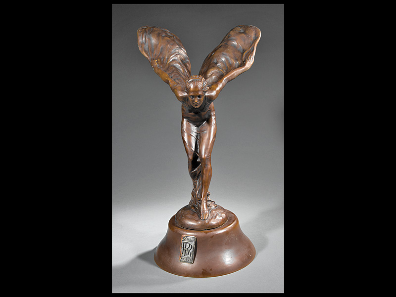 Bronze Figure of a Lady in Flowing Robes, after "The Spirit of Ecstasy" by Charles Sykes, - Image 2 of 3