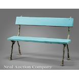 Antique Cast Iron and Wood Garden Bench, late 19th/early 20th c., branch-form supports, h. 34 in.,