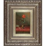 Manner of Martin Johnson Heade (American/Pennsylvania, 1819-1904), "Red Rose in Vase", oil on