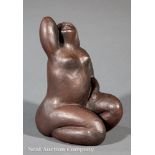 Babet Bailey (American/Texas, 20th c.), "Seated Woman", painted plaster, signature and "12/50"