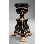 American Renaissance Carved, Gilded and Ebonized Pedestal, c. 1876, Charles Buschor, stepped