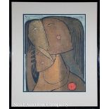 Angel Botello (Spanish, 1913-1986), "Mother and Child", linocut, signed and numbered "35/50" lower