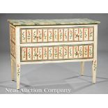 Antique Italian Neoclassical-Style Polychromed Commode, faux marbre top, two drawers painted with