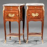 Pair of Louis XVI-Style Ormolu-Mounted Bedside Commodes, 19th c., signed "Haentges", molded marble