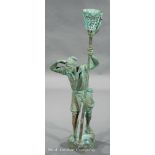 Verdigris Patinated Bronze and Metal Figure of a Standing Fisherman, inscribed "Stockman" on self-