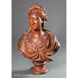 Large French Terracotta Bust of Mary Antoinette, h. 29 in., w. 17 in., d. 10 in