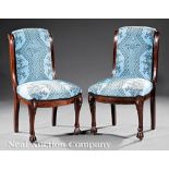 Pair of American Aesthetic Carved Rosewood Slipper Chairs, c. 1865-70, attr. to Herter Brothers, New