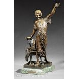 Bronze Figure of Standing Man with Chair, after "Eloquentia" by Eduoard Drouot, title and