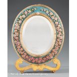 Antique Italian Giltwood and Micro-Mosaic Mirror, floral motif surround with applied glass