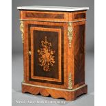 Louis Philippe Inlaid Kingwood and Rosewood Ormolu-Mounted Music Cabinet, 19th c., marble top,