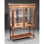 Fine Louis XVI-Style Bronze-Mounted Mahogany Vitrine, late 19th c., galleried top, beveled glass