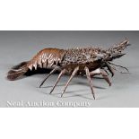 Japanese Bronze Lobster, probably Meiji Period (1868-1912), h. 4 1/2 in., l. 12 3/4 in., w. 8 5/8 in