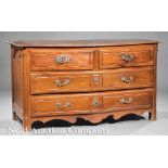 French Provincial Carved Walnut Commode, 18th c., molded top, two short drawers over two long