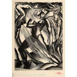Paul Landacre (American/Ohio, 1893-1963), "Conflict", wood engraving, pencil-signed, titled and