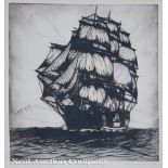 H. Alvin Sharpe (American/New Orleans, 1910-1982), "Sail ho", etching, pencil-signed, titled and