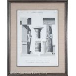 Pair of Antique Engravings of Egyptian Monuments, "Thebes A. Vol. II plate 36", and "Thebes A.