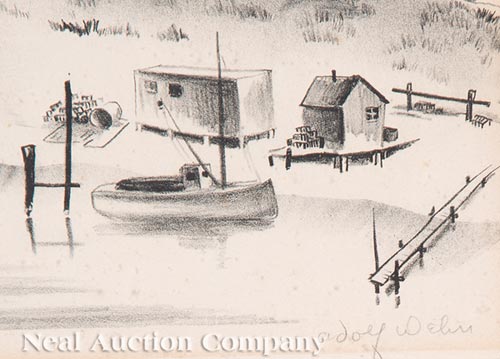 Adolf Dehn (American/Minnesota, 1895-1968), "Boats and Dunes, Martha's Vineyard", 1934, - Image 2 of 3