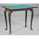 Fine George II-Style Chinoiserie Lacquered and Gilt-Decorated Games Table, mid-20th c., foldover