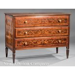 Italian Neoclassical-Style Marquetry and Parquetry Commode, 19th c., Milan, molded top, case with